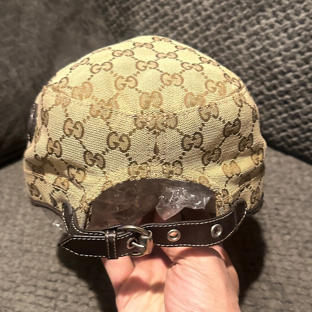 Gucci Vintage by Tom Ford Supreme GG Monogram Logo Military Canvas Cap Hat Large - Picture 2 of 7